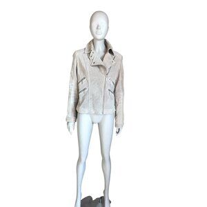 Michael Kors Tan Leather Long Sleeve Moto Jacket